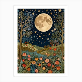 William Morris Moonlight In The Garden Art Print