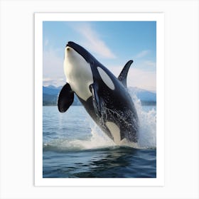 Realistic Photography Of Orca Whale Diving Art Print