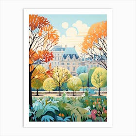 Luxembourg Gardens France Modern Illustration 3 Art Print