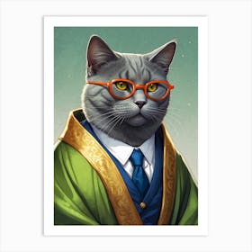 Cat In Glasses 1 Art Print