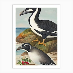 Great Auk Vintage Graphic Watercolour Art Print