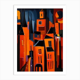 Village At Night Art Print