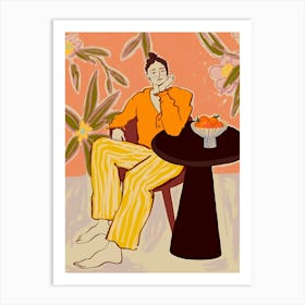 Man In Orange Pajamas Art Print