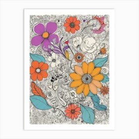 Doodle Flowers Art Print