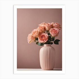 A Vase Of Pink Roses 100 Art Print