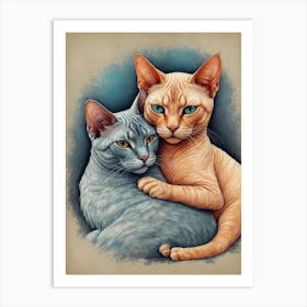 Two Cats Canvas Print Art Print