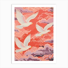 Vintage Japanese Inspired Bird Print Dove 1 Art Print