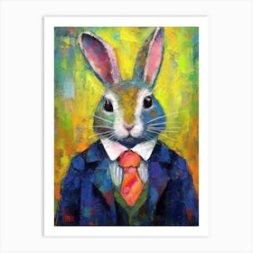 Cute Fashionable Rabbit In Suit 2 Art Print