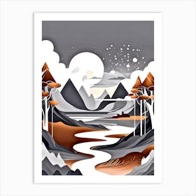 Landscape With Mountains 2 Art Print