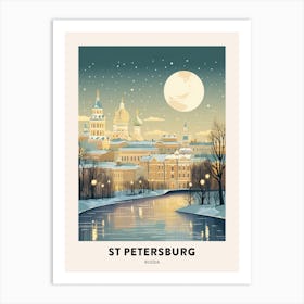 Winter Night  Travel Poster St Petersburg Russia 1 Art Print