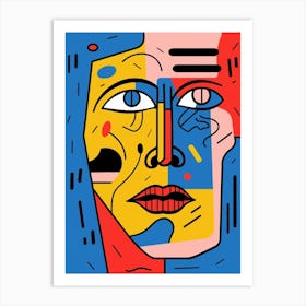 Picasso Inspired Geometric Face 3 Art Print