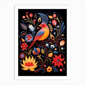 Folk Bird Illustration Cardinal 3 Art Print