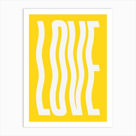 Love wavy text (Yellow tone) Art Print
