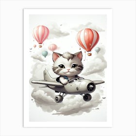 Kitty In An Airplane Art Print