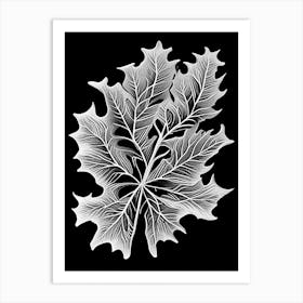 White Oak Leaf Linocut Art Print