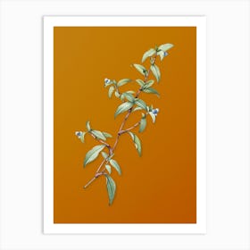 Vintage Birdbill Dayflower Botanical on Sunset Orange n.0775 Art Print