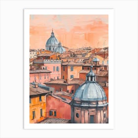 Rome Rooftops Morning Skyline 1 Art Print