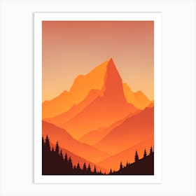 Misty Mountains Vertical Composition In Orange Tone 326 Art Print