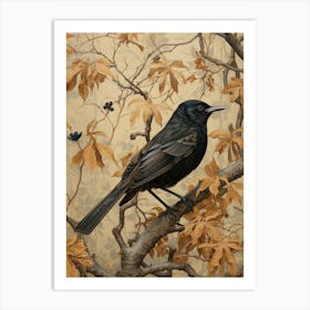 Dark And Moody Botanical Robin 2 Art Print