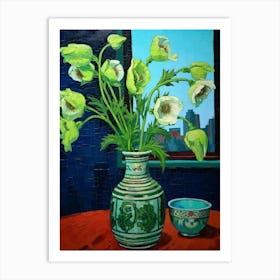 Flowers In A Vase Still Life Painting Aconitum 2 Art Print