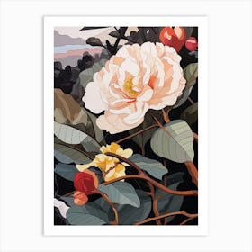 Flower Illustration Camellia 1 Art Print