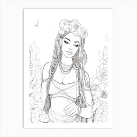 Bloom Body Girl Line Art 5 Art Print