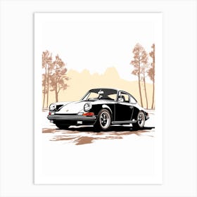 Porche 911 Line Drawing 5 Art Print