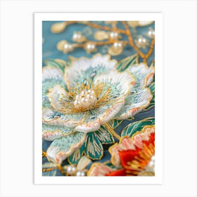 Embroidered Flowers 43 Art Print