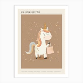 Unicorn Shopping Muted Pastels 1 Poster Art Print