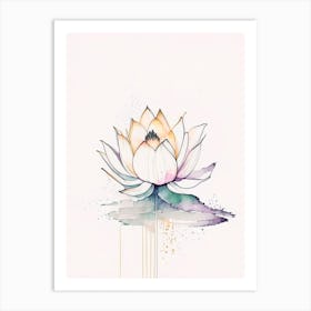Sacred Lotus Minimal Watercolour 4 Art Print