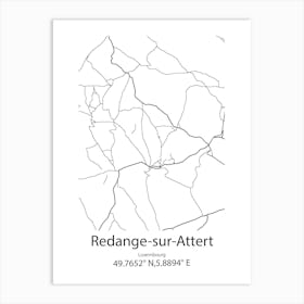 Redange Sur Attert,Luxembourg Minimalist Map Art Print