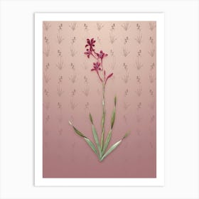 Vintage Bugle Lily Botanical on Dusty Pink Pattern n.1608 Art Print