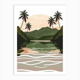 Tropical Landscape With Palm Trees 2 Art Print