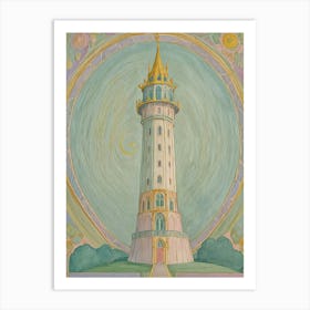 Pastel Fantasy Tower Art Print