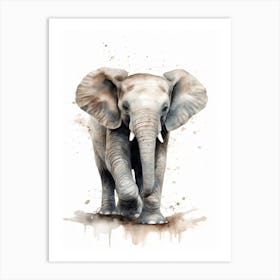 Baby Elephant Watercolour Nursery 4 Art Print