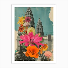 Bangkok   Floral Retro Collage Style 4 Art Print