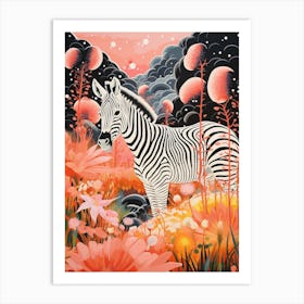 Zebra In The Wild Patterns 2 Art Print