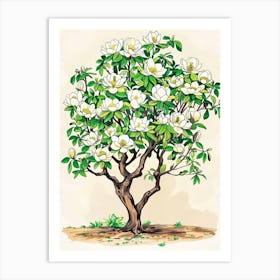 Magnolia Tree Storybook Illustration 2 Art Print