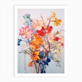 Abstract Flower Painting Larkspur 2 Art Print