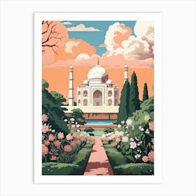 Taj Mahal   Agra, India   Cute Botanical Illustration Travel 2 Art Print