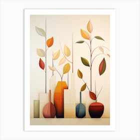 Vases And Leaves 3 Art Print