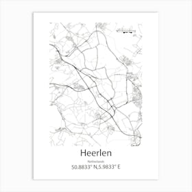 Heerlen,Netherlands Minimalist Map Art Print