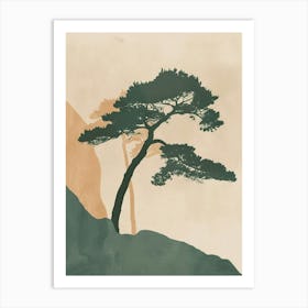 Cypress Tree Minimal Japandi Illustration 1 Art Print