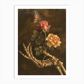 Skeleton And Roses Art Print