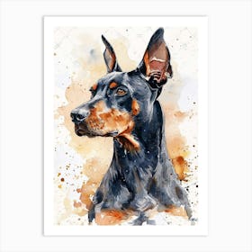 Doberman Pinscher Watercolor Painting 4 Art Print