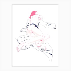 A Girl Sleeping Back View White Art Print