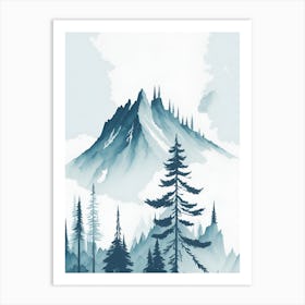 Mountain And Forest In Minimalist Watercolor Vertical Composition 300 Art Print