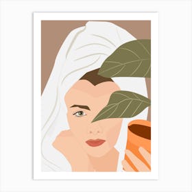 Woman With A Plant Art Print