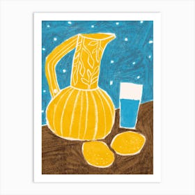 Jug Of Water With Lemons Art Print