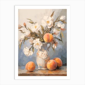 Lavender Flower And Peaches Still Life Painting 1 Dreamy Art Print
